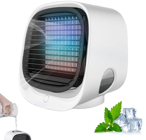Aira Breeze Luftkühler, Air Breeze Klimaanlage, Luftkühler mit Wasserkühlung Klein, Tragbarer Klimaanlagenventilator, USB-betriebener Klimagerät für Familie, Reisen (Weiß)