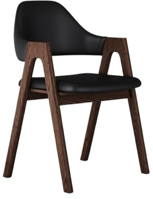Matstolar, Massivträstolar i kinesisk stil med mjukt stoppat ryggstöd for hem/hotell Köksstolar(Black)