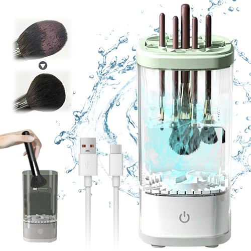 Make Up Pinselreiniger Trockner, Tragbarer Elektrischer Make-up-Pinselreiniger, Waschen Und Trocknen Makeup Brush Cleaner für Meisten Größen von Make-up-Pinseln (Weiß)