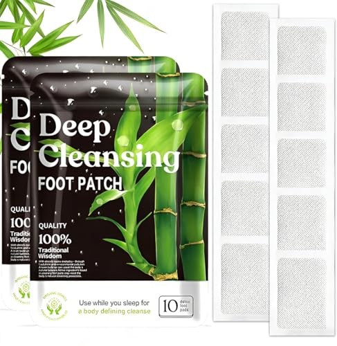 LEPZUR Nabu 20 Stück Fußpflaster Detox Natürliche Entgiftungspflaster Deep Cleansing Foot Pads Schwarze Tasche 10Cm Länge 12Cm Breite Zur Stressreduktion