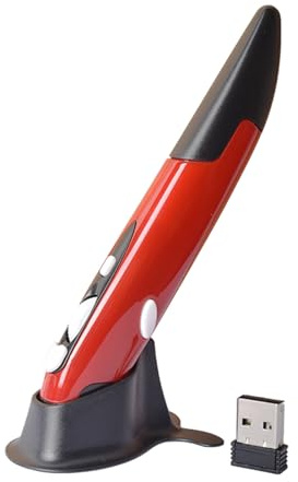 Garsent Mouse Ottico Wireless con Penna Tascabile, Mini Mouse Ottico Wireless USB da 2,4 GHZ, Regolazione a 3 velocità, Ergonomico per PC Portatile e Notebook (rosso)