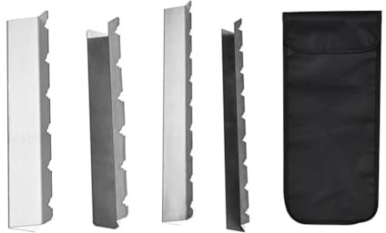 NINMORTH Set di 4 supporti per spiedini in acciaio inox (26 slot + 29 slot) con borsa per il trasporto, resistente alla ruggine per campeggio e grigliate