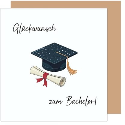 Edition Seidel Premium quadratische Glückwunschkarte zum Bachelor mit Umschlag. Bachelorkarte Karte Grußkarte Spruch Sprüche Bachelor Studium Universität Prüfung Abschluss Mann Frau (PRQ124 SW026)
