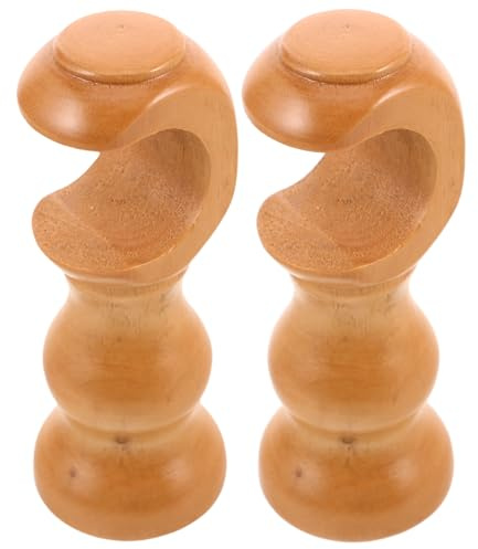 MUSISALY Soporte de Madera para Barras de Cortina 2 Piezas, Café | Montaje en Pared, Estilo Clásico Romano y Retro, para Dormitorio y Sala de Estar