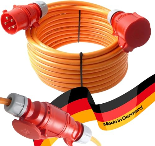 netbote24 maxgo CEE-Starkstromkabel Kraftstromkabel Verlängerungskabel 400V 32A 5m 5P 6h Verlängerung Polyurethanleitung Pur Kabel H07BQ-F 5X4mm² IP44 Außenbereich