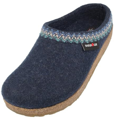 HAFLINGER Grizzly Zigzag Felt Clog Unisex Wool Blue (Captains Blue 79) EU 41