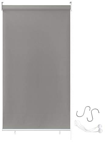 AUFUN Außenrollo Balkon Outdoor Rollo Wetterfest 140 x 240 cm Grau | Outdoorrollo Sonnenschutz Balkonrollo UV Schutz, Reflektierende Thermofunktion für Fenster & Türen