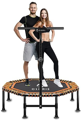 CLORIS 40''/48'' Foldable Fitness Trampoline - Max Load 400lbs / 450lbs, Rebounder with Adjustable Foam Handle Indoor/Outdoor Fitness Body Exercise (48'' Orange)