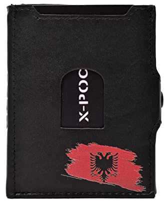 Menzo X-POC Kreditkartenetui mit albanischer Flagge, Albanien Fahne, Kartenetui Shqipë, (Klassisch)
