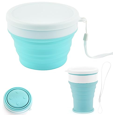 xocome Silikon-Klappbecher & Faltbare Silikon-Schüssel, Auslaufsicher für Reise & Camping – Lebensmittelbehälter, mikrowellen-, gefrier- & spülmaschinengeeignet