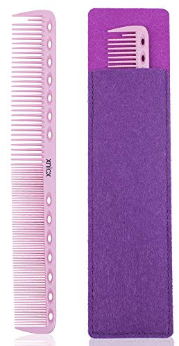 xnicx Hair Comb Professional Carbon Cutting Comb Beard Comb Mens Hair Brush Hairdressing Combs for Barber,Salon with Medium and Fine Tooth(pink)