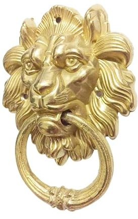 ETomey TüRklopfer Vintage Messing sterben Guss Löwenkopf Klopfer Massivholz Villa Courtyard Tor Ringgriff Zieh Knopf Dekoration TüRklopfer Aus Gusseisen