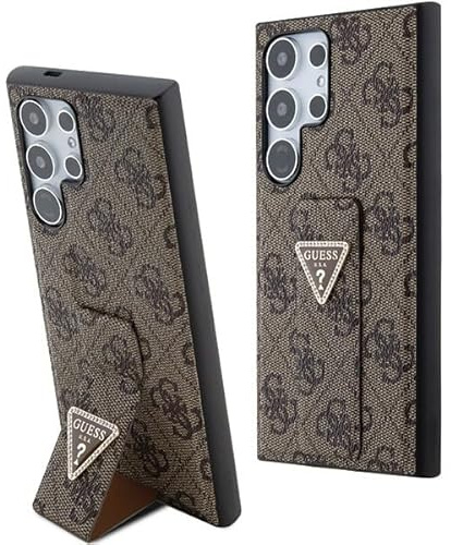 Guess GUHCS24LPGS4TDW Hülle Für S24 Ultra S928 braun hardcase Grip Stand 4G Triangle Strass