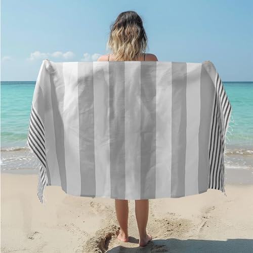 JEMIDI Hammam Towel - Toalla de microfibra ligera de secado rápido XL para adultos, para playa, sauna, viajes o picnic, toalla de baño grande de algodón turco, color gris