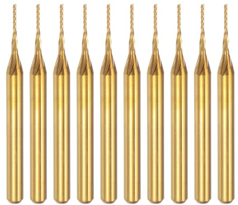 QUARKZMAN 10Pcs Fraises en Carbure de Tungstène Revêtu de Titane de 0,7 mm pour Gravure et Fraisage CNC Sur Machine PCB, Queue de 3,175 mm