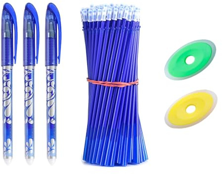 55PCS Recambios Bolígrafo Borrable 0.5mm, Repuesto Borrables, Incluye 3 Bolígrafos y 2 Borradores, Tinta Termosensible, Ideal para Oficina y Estudiantes, Compatible con Pilot Frixion (55pcs)