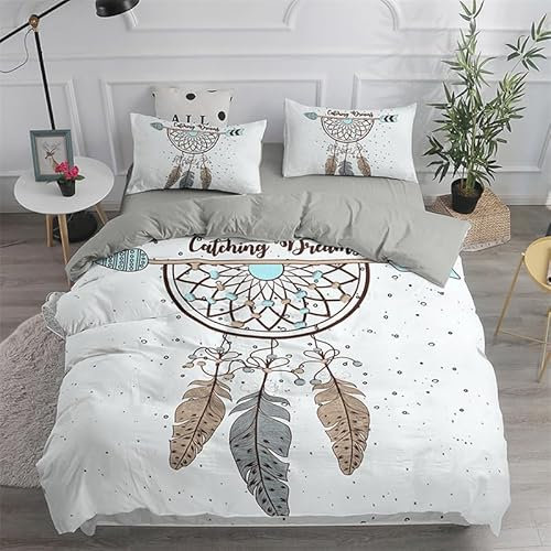 CHCHNXY Bettwäsche 135x200,Traumfänger Flauschige Weich Microfaser Bettbezug Mit Reißverschluss,Für Kinder Jungen Mädchen Junge Bettwäsche-Sets(1*Kissenbezug 80x80cm