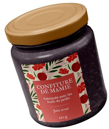 8 Etiquettes autocollantes à personnaliser pour pots de confiture artisanaux - format 7x8 cm