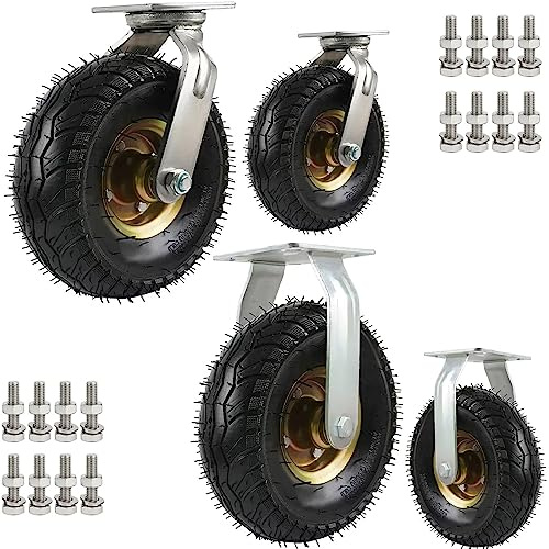 HBDBJRWB 6/8/10In Swivel Heavy Duty Industrial Wheel, Rubber Caster Wheel, with Ball Bearings, Air Filled Pneumatic Wheel, for Hand Trucks, Wheelbarrows, Dining Cars Caster