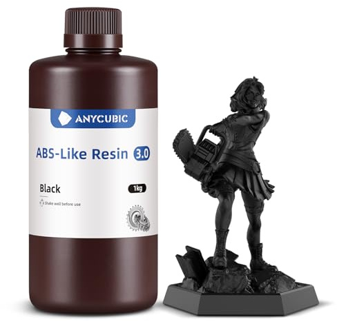 ANYCUBIC ABS-Like Resin 3.0 für Resin 3D Printer, Schwarz, 1000g | 3D Drucker Resin mit Ausgezeichneter Härte und Zähigkeit, Hochpräzises, Geruchsarmes 405 nm UV-härtbares Harz