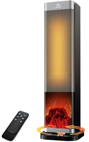 23 Inch Electric Heater, 2000W Space Heater with Remote, 35dB Silent Ceramic Heaters for Home with 70° Oscillation, 4 Modes, Overheating & Tip-Over Protection and 12H Timer for Office Bedroom