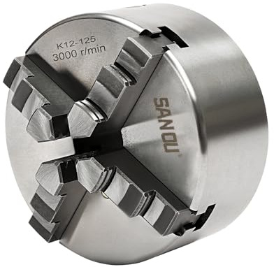 KKVUIIFF 4 bakning vridchuck, bakfoder, 80/100/125 mm självcentrerande roterande chuck, hög precision, fyrkäksfoder för svarv (125 mm)