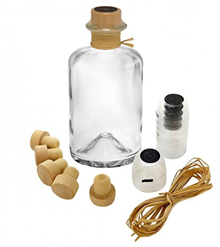 Geniess-Bar! 18x Profi Set Apothekerflasche leer 1000 ml Apotheker Glas Flaschen zum selbst befüllen & transparente Schrumpfkapseln mit schwarzem Siegel & Korken & Bast 1 l Apothekerflaschen