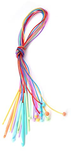 Häkelnadeln Set, 12 Stück, Tunesisch Afghanisch, ABS-Kunststoff, 1,2 m Kabel, mit Stricknadeln, für Teppichbindung