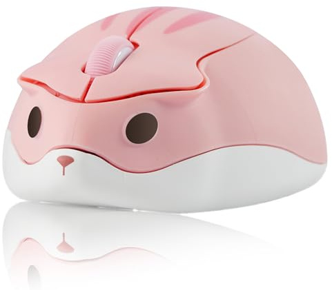 Tynerza Niedliche Tier Hamster Form Wireless Silent Maus Tragbare Reise Mute 1200DPI Neuheit Optische Schnurlose Ruhige Mäuse für Computer Laptop PC Geschenk (Rosa)