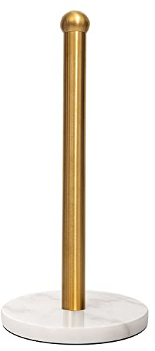 Heavy Weighted Paper Holder, Easy One-Handed Design for Kitchen Stand Dispenser, Sturdy Base for Standard and Mega Rolls (Gold Brushed)