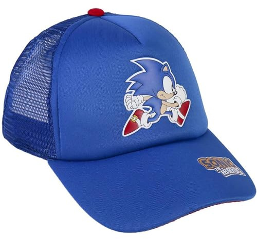 Gorra con Visera Curva de Sonic - Color Azul - Apta de 4 a 8 Años - Con Impresión Engomada de la Colección - Gorra para Niños con Cierre Trasero Ajustable - Producto Original Diseñado en España