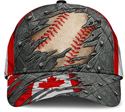 501 Baseballkappe Baseballball-Muster Kanada-Flagge Stolzer Kanadier 3D-Gedruckte Einzigartige Geschenkidee Unisex Baseball Cap Reine Farbe Verstellbar Trucker Kappe Für Outdoor Kletter