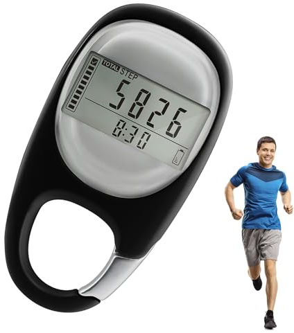 Contapassi digitale 3D portatile con clip e manuale di istruzioni in tedesco Ideale per jogging, escursioni e corsa, funziona senza app o telefono cellulare nero
