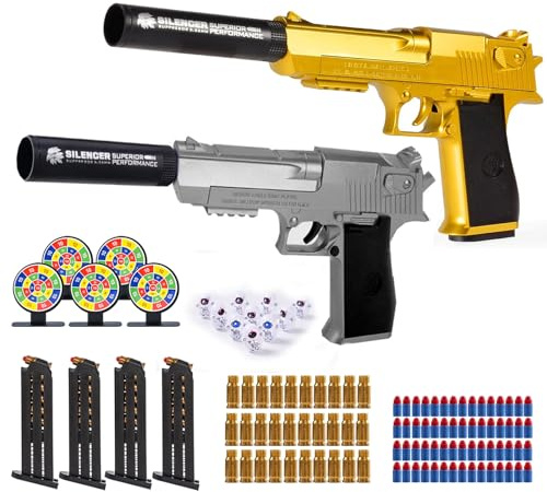 SZJYMY 2 Piezas Pistola de Juguete Bullet Suave, Balas de Espuma Blando de Pistola de Juguete fría con Shell eyecting Juguete Espuma Blaster
