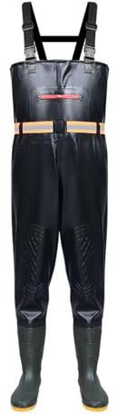 BALAMLB Wathosen Matschhose, Wathose Anglerhose Mit Stiefel,Angelbekleidung Herren Wasserdicht, Solider Sohle, Strapazierfähige Hosenträger, Für Angeln, Jagen, Bootfahren D,43