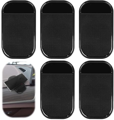 FYHJNC 5Pcs Silicone Car Dashboard Anti-Slip Mat 13.8x7.8cm for Phone Keys | Washable & Residue-Free, Heat-Resistant Silicone, Secure Grip for Small Items, Universal for Car Home Office Use
