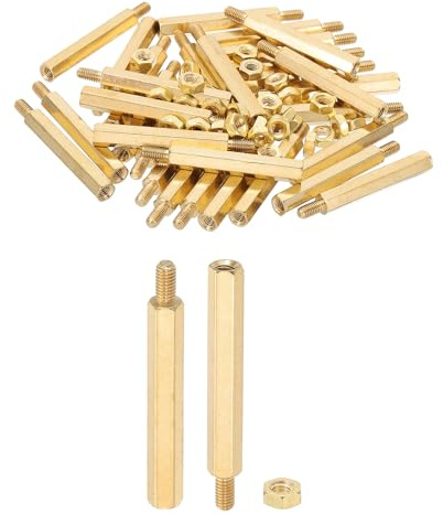 PATIKIL M3X30mm+6mm Abstandsschrauben, 60 Stücke Männlich zu Weiblich Sechskant Messing PCB Abstandshalter Schraube Mutter Sortiment Kit für PCB Computer Leiterplatte, Golden
