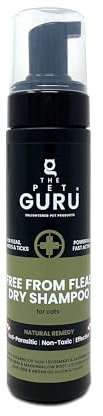 The Pet Guru - FREE FROM FLEAS Dry Shampoo for Cats - 200ml - Natural Flea Mite Tick Prevention - Cat Waterless Shampoo - Cat Healthcare