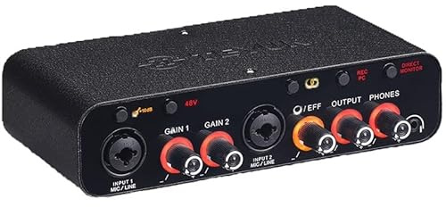 KONGMM Table de Mixage, 2 pièces Q-26 Carte Son Audio Inteace avec Surveillance Enregistrement en Direct de Guitare électrique