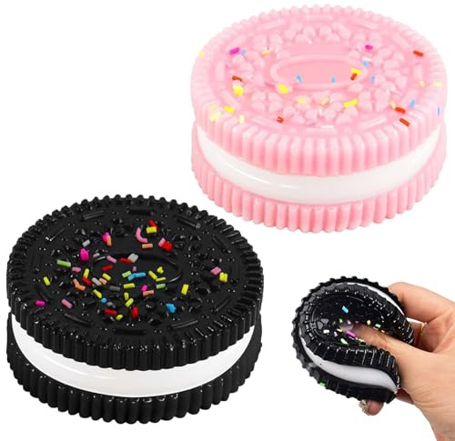 2 Stück Biscuit Stress Relief Toy,Anti Stress Spielzeug Bälle,Keks Stressball,Squishy Quetschball,Antistressbäll zum Angst Relief für Kinder Erwachsene,TPR-Material Knetball Knautschball Fidget Toy