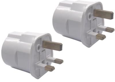 Strhowill 2 Pack UK to EU Plug Adapter,BS1363 to Schuko Socket Converter(13A 250V) – UK Male to Euro Female Power Adapter for UPS,PDU,Electronics – White (UK plug TO EU4.8 socket-WT)