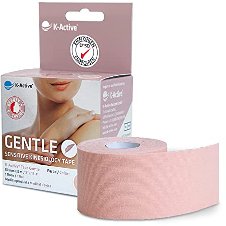 K-Active Tape Gentle | Kinesiotapes extra hautfreundlich | Für empfindliche Haut & für Allergiker | Sensitive Kinesiologie Tape | [5cmx5m] | Skin