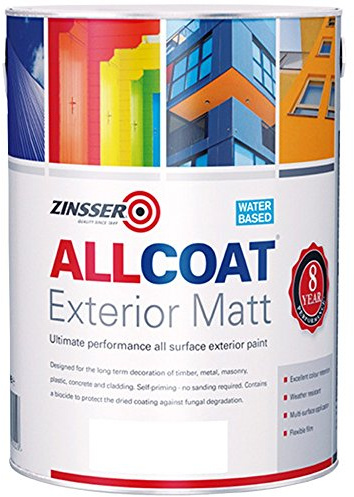 Zinsser Allcoat Exterior WB (Matt Finish) 2.5lt (Black or White) - White
