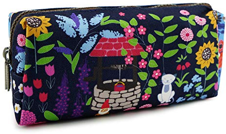 LParkin Cute Garden Gnome Canvas Pencil Case Pen Bag Pouch Gadget Box Stationary Case Makeup Cosmetic Bag