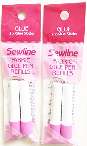Sewline Stoffklebestift-Nachfüllpackung, 2 Stück, EPP, nadelloses Nähen und Papieranheften, trocknet klar