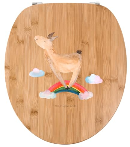 Mr. & Mrs. Panda Motiv WC Sitz Lama Regenbogen - Geschenk, Toilette, Abi, Haters, Klobrille, Alpaka, WC-Sitz, Toilettendeckel, Hobby, Klodeckel
