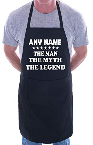 Print4U BBQ Personalised Apron The Man The Myth Any Name Black