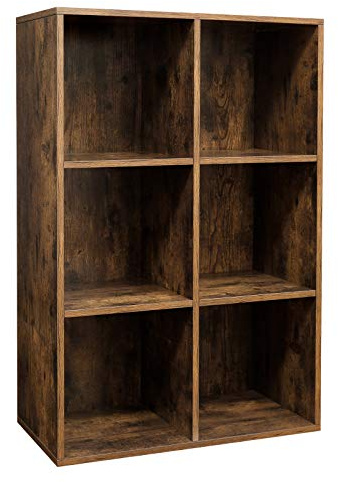 VASAGLE Custos Kollektion - Bücherschrank, Bücherregal, mit 6 Fächern, Büroregal, Würfelregal, Standregal, für Wohnzimmer, Schlafzimmer, Büro, Kinderzimmer, Vintagebraun LBC203BX