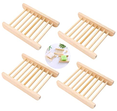 DXIA Ceramic Soap Dish Holder, Self Draining, For Shower Bathroom & Kitchen, 4 pcs