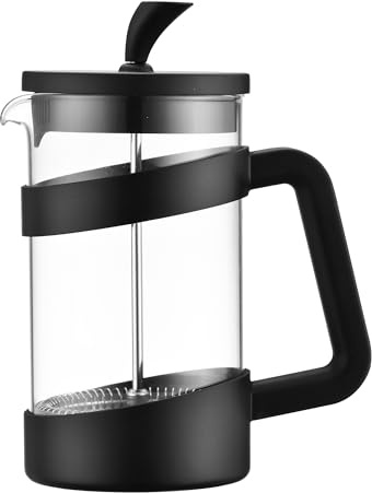Café Olé Style Cafetera, negra, 1000 ml / 4-5 tazas / 8 tazas de espresso, cafetera de émbolo, filtro de malla de acero inoxidable, cuerpo de cristal